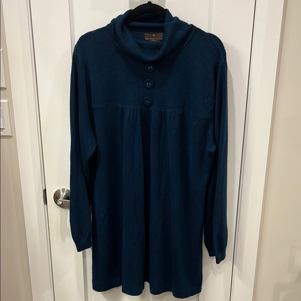 Fenn Wright Manson Blue Cowl Neck Sweater Dress